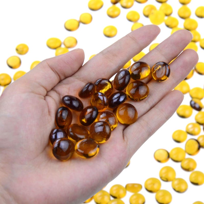 KINGOU Flat Glass Gems/Beads/Stones for Vase Filler, Table Scatter, Games - 1 Lbs (14-16mm, Approx. 5/8") - Image 2